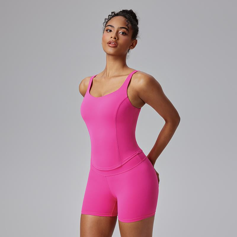 AFZ Two-Piece Set Women'S Solid round Neck Tee & High Waist Biker Shorts Tracksuit Set, Casual Sportswear for Indoor Outdoor Wear, Gymwear, Yoga Tracksuit Set, Workout Sets Women, Fitness Clothes