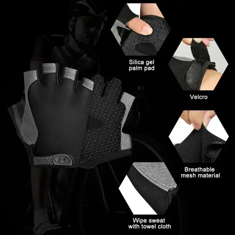 Half Finger Cycling Gloves for Men and Women - Anti-Slip, Shock-Absorbing, Breathable Fingerless Sports Gloves for Summer Bicycle Training and Gym Use