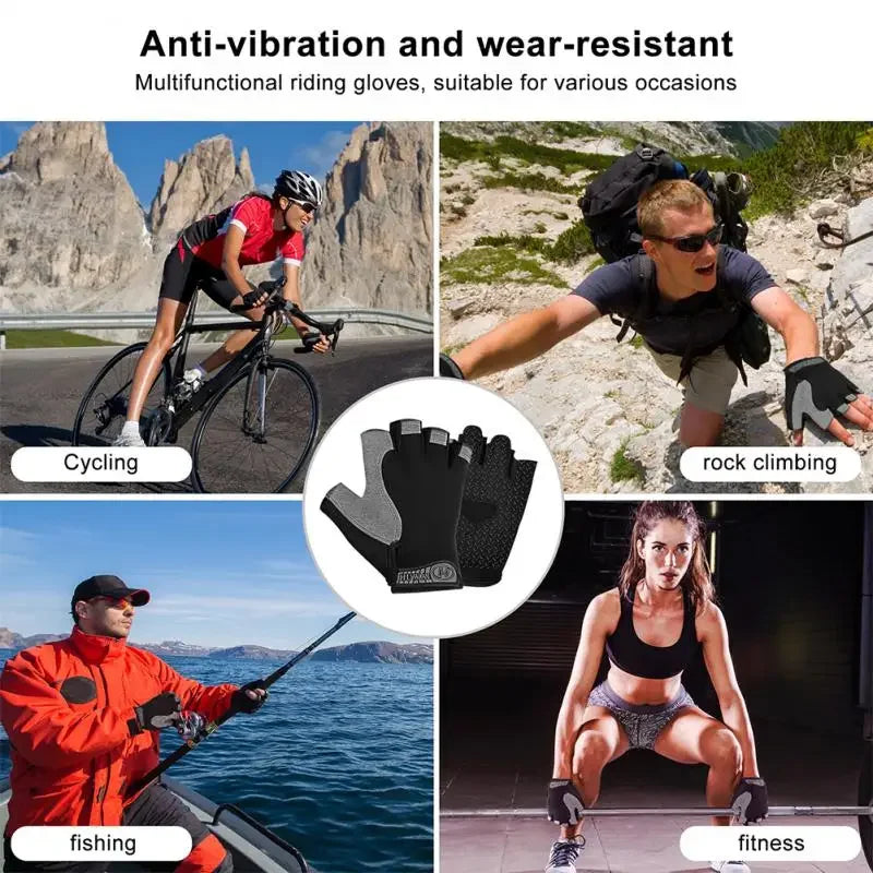 Half Finger Cycling Gloves for Men and Women - Anti-Slip, Shock-Absorbing, Breathable Fingerless Sports Gloves for Summer Bicycle Training and Gym Use
