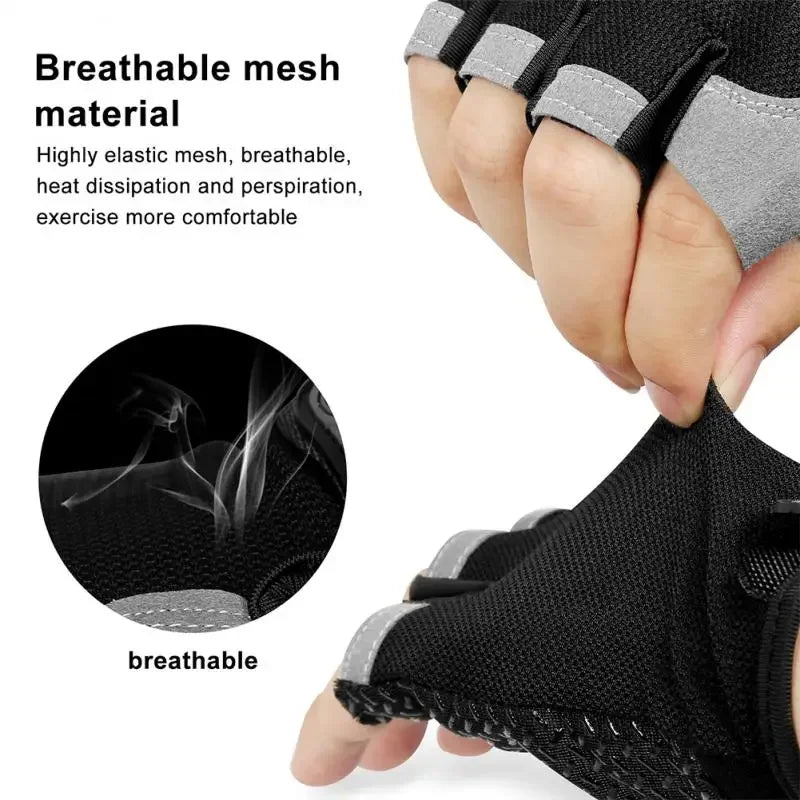 Half Finger Cycling Gloves for Men and Women - Anti-Slip, Shock-Absorbing, Breathable Fingerless Sports Gloves for Summer Bicycle Training and Gym Use