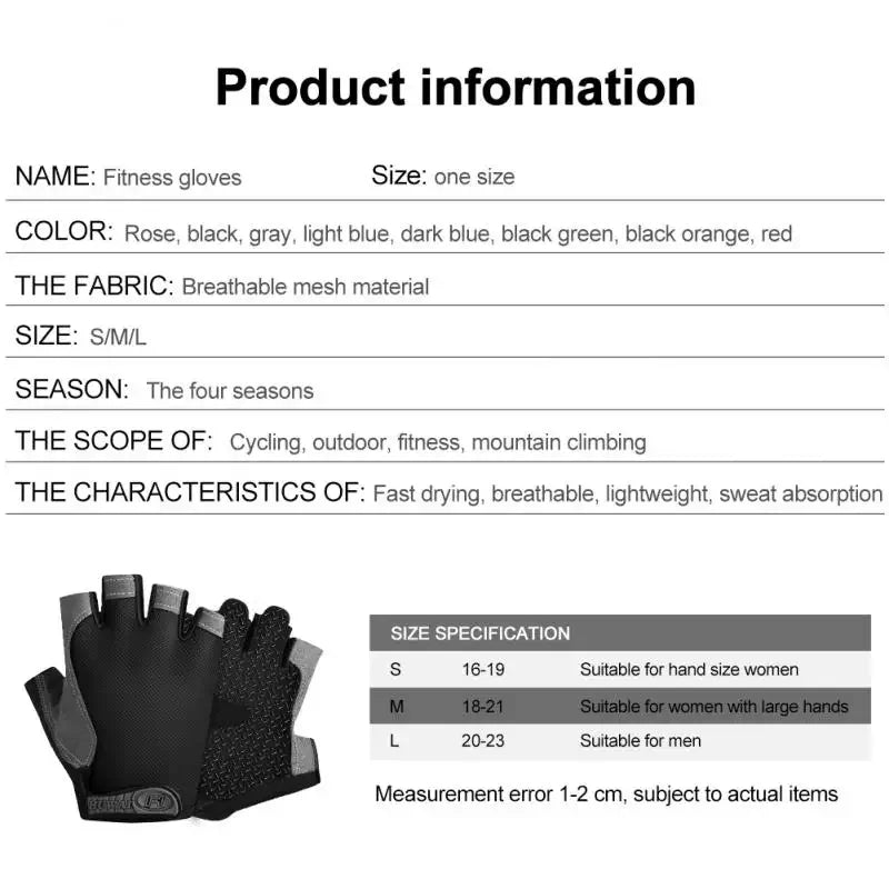 Half Finger Cycling Gloves for Men and Women - Anti-Slip, Shock-Absorbing, Breathable Fingerless Sports Gloves for Summer Bicycle Training and Gym Use